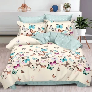 Спално бельо "Пеперуден полет" - 100 % памук от 6 части за спалня