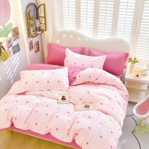 Спално бельо "Магия в розово" - 100 % ПАМУК от 6 части за спалня – С ЛАСТИК