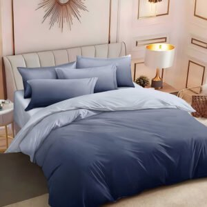 Спално бельо "Синьо омбре" - 100 % памук от 6 части за спалня