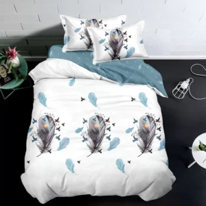 Спално бельо “Синьо перо” - 100 % ПАМУК за единично/приста