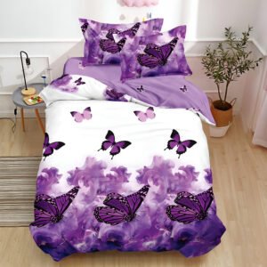 Спално бельо "Лилава пеперуда" - 100 % ПАМУК за единично/приста