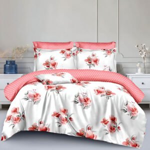 Спално бельо "Розови цветя" - 100 % памук от 6 части за спалня
