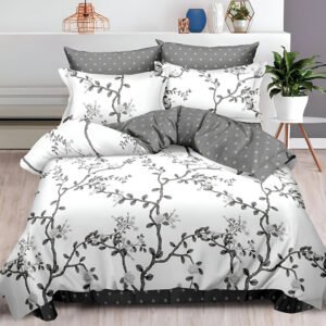 Спално бельо "Сиви клонки" - 100 % ПАМУК от 6 части за спалня