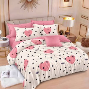 Спално бельо "Любов в розово" - 100 % памук от 6 части за спалня