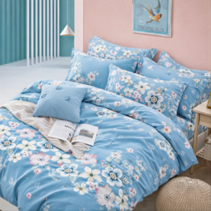 Спално бельо "Цветна магия" - от ПАМУК за спалня от 6 части – С ЛАСТИК